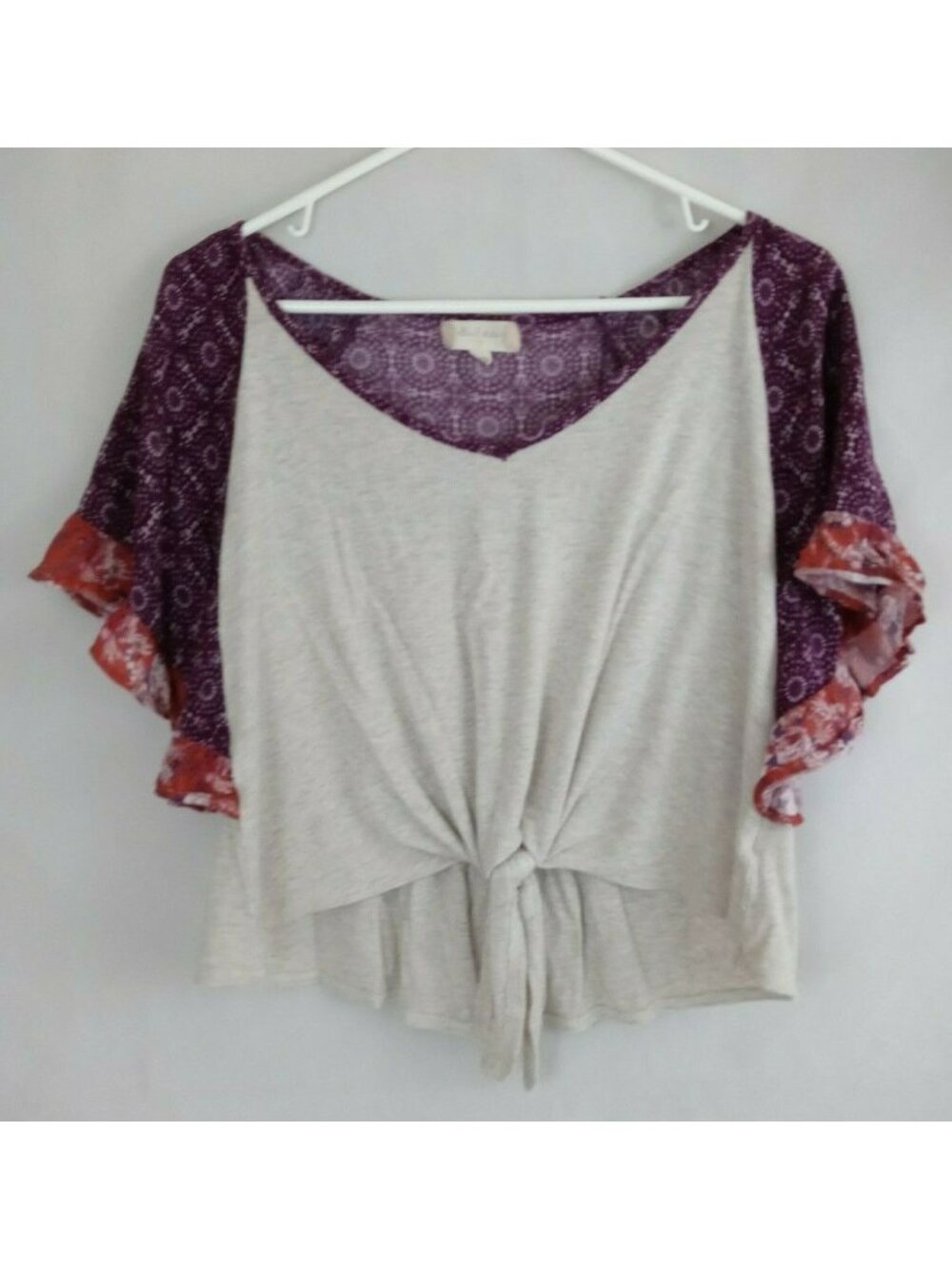 Altar'd State Tie Front Waist Crop Floral Shirt Size Large